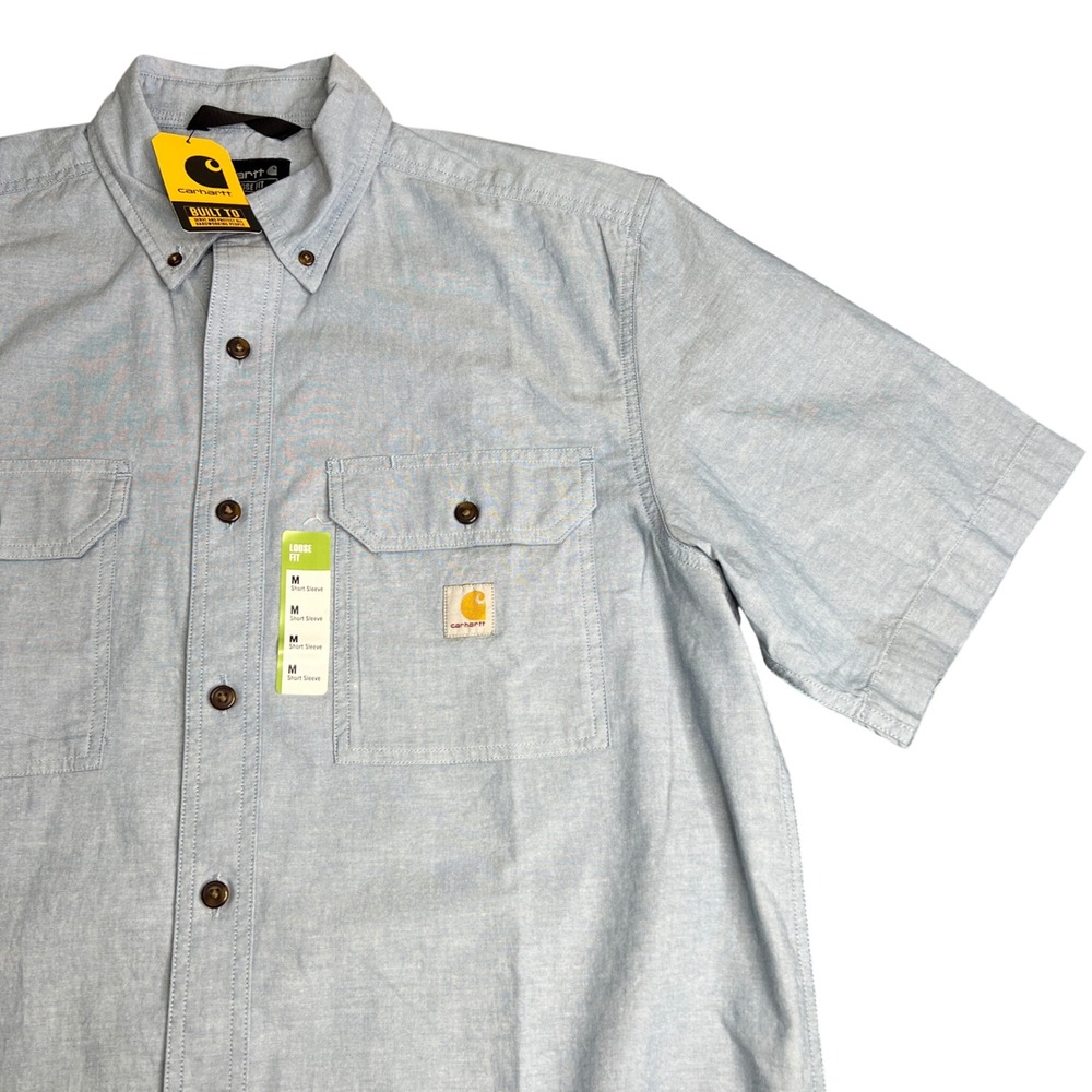 Carhartt Fort Loose Fit Short Sleeve Shirt Mens Medium Light Blue TW4625-M NWT